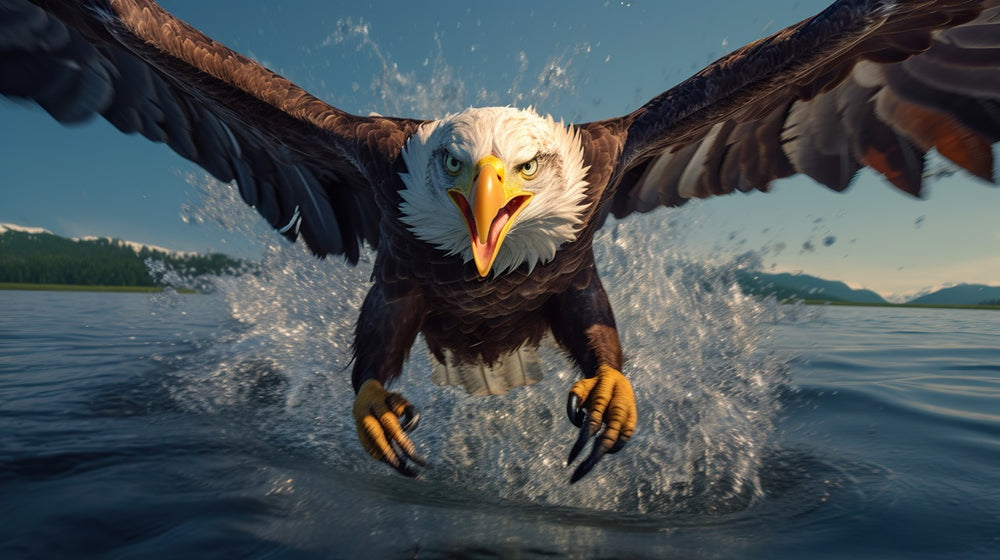 Bald Eagle Over Water (close-up)
