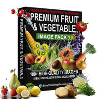 High-resolution 4000x4000 PNG images with transparent bacåkground of assorted fruits and vegetables for digital projects.
