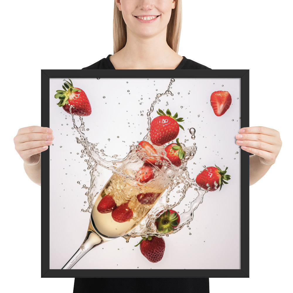 Champaign and Strawberries Framed Art