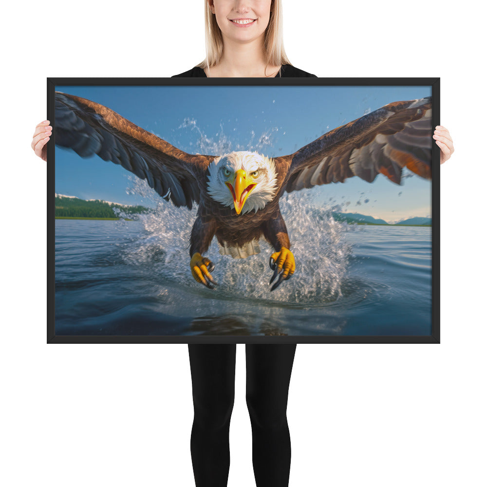 Bald Eagle Over Water (Close-up) Framed Art