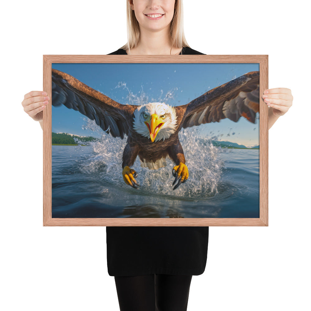 Bald Eagle Over Water (Close-up) Framed Art