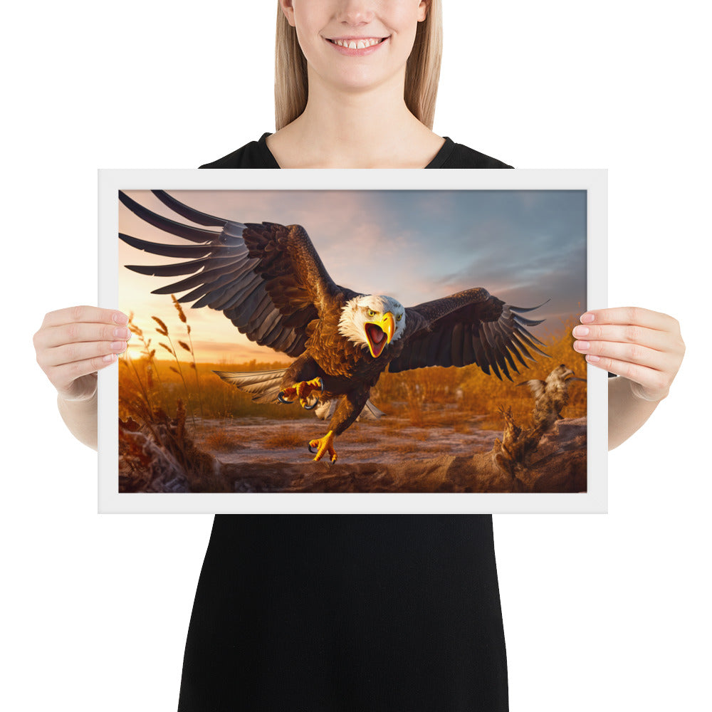 Bald Eagle Attack Framed Art