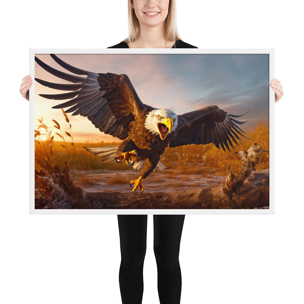 Bald Eagle Attack Framed Art