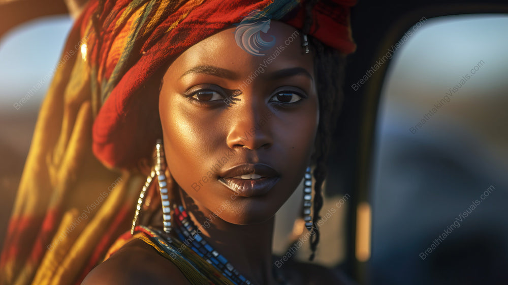 Sun-Kissed Elegance: African Beauty at Dusk